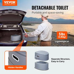 VEVOR Portable Toilet for Camping, Porta Potty with 1.3 Gal Detachable Inner Bucket & Removable Paper Holder, Commode
