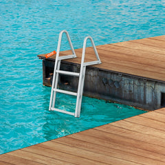 VEVOR Dock Ladder, Removable 3 Steps, 350 lbs Load Capacity, Aluminum Alloy Pontoon Boat Ladder with 4'' Wide Step &