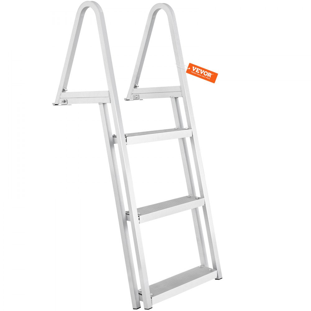VEVOR Dock Ladder, Removable 3 Steps, 350 lbs Load Capacity, Aluminum Alloy Pontoon Boat Ladder with 4'' Wide Step &