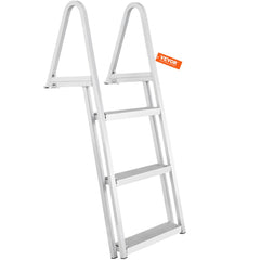 VEVOR Dock Ladder, Removable 3 Steps, 350 lbs Load Capacity, Aluminum Alloy Pontoon Boat Ladder with 4'' Wide Step &