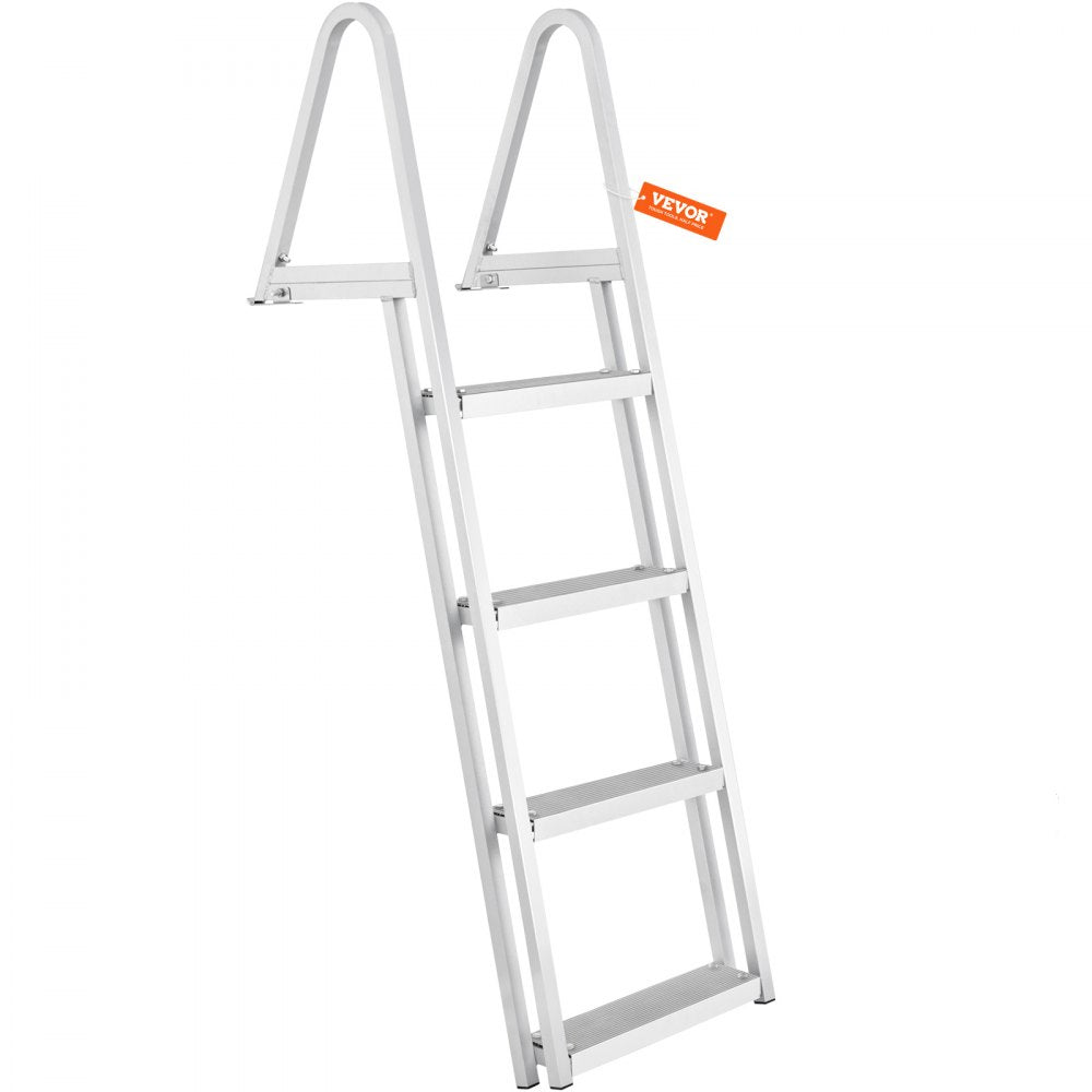 VEVOR Dock Ladder, Removable 4 Steps, 350 lbs Load Capacity, Aluminum Alloy Pontoon Boat Ladder with 4'' Wide Step &