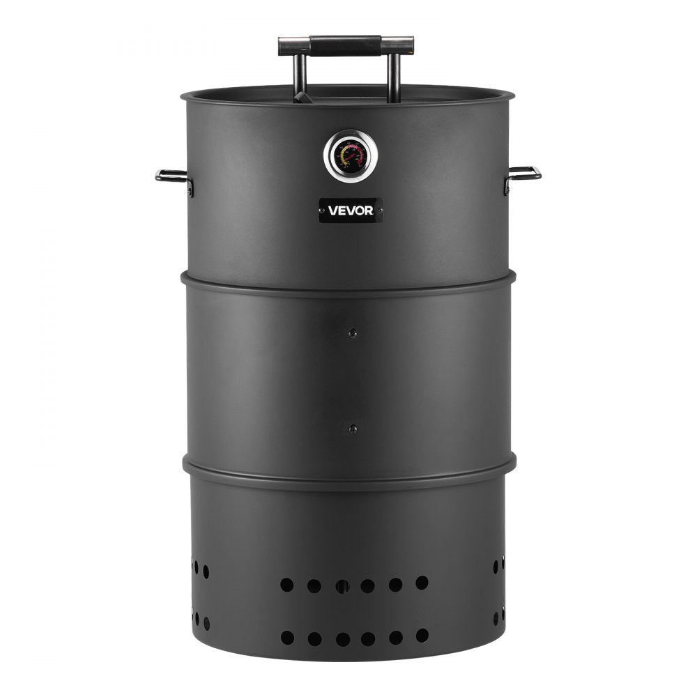 VEVOR Charcoal Smoker Grill, 18.5" Barrel Charcoal BBQ Smoker, Coated Steel Outdoor Barbecue Grill with 2 Grilling