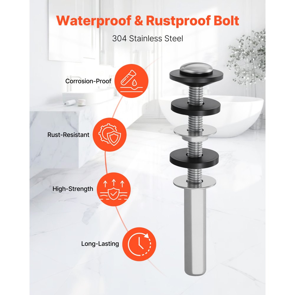 VEVOR Universal Toilet Seat Bolts Kit, 2PCS Metal Heavy Duty Toilet Tank Bolts, Stainless Steel Toilet Seat Screws