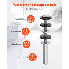 VEVOR Universal Toilet Seat Bolts Kit, 2PCS Metal Heavy Duty Toilet Tank Bolts, Stainless Steel Toilet Seat Screws