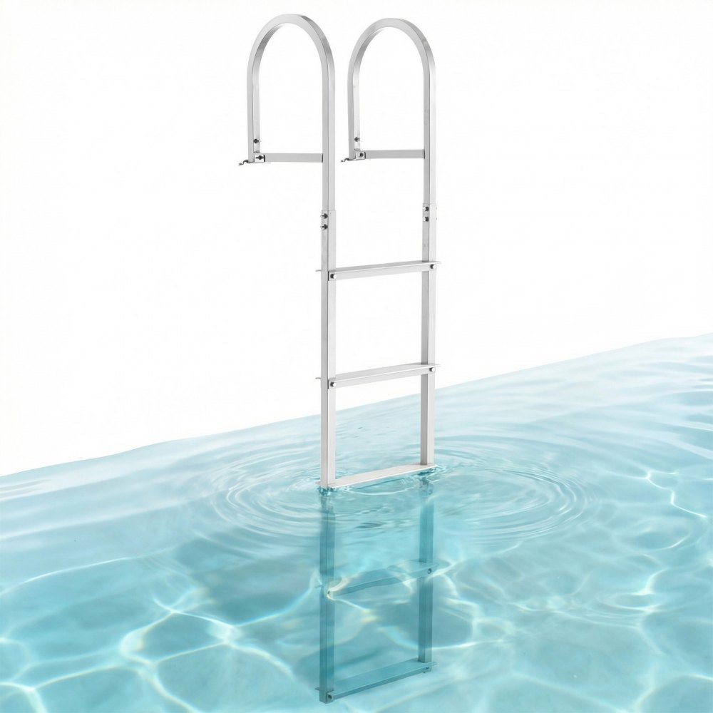 VEVOR Dock Ladder, Removable 5 Steps, 500 lbs Load Capacity, Aluminum Alloy Pontoon Boat Ladder with 3.1'' Wide Step &