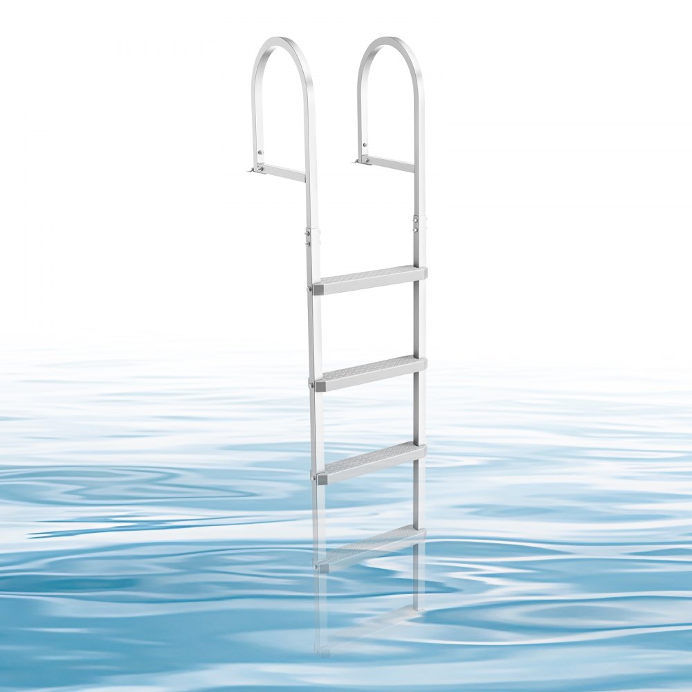 VEVOR Removable Dock Ladder, 5 Steps, Aluminum Alloy Pontoon Boat Swim Ladder, with Non-Slip Wide PP Steps, 500 lbs