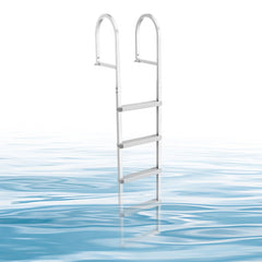 VEVOR Removable Dock Ladder, 5 Steps, Aluminum Alloy Pontoon Boat Swim Ladder, with Non-Slip Wide PP Steps, 500 lbs