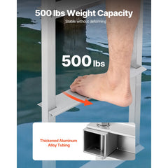 VEVOR Removable Dock Ladder, 4 Steps, Aluminum Alloy Pontoon Boat Swim Ladder, with Non-Slip Wide Steps, 500 lbs Weight