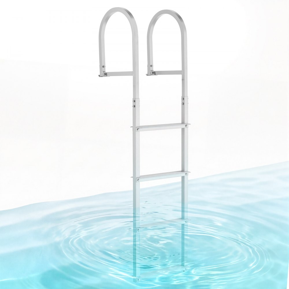 VEVOR Removable Dock Ladder, 4 Steps, Aluminum Alloy Pontoon Boat Swim Ladder, with Non-Slip Wide Steps, 500 lbs Weight