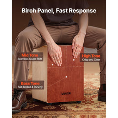 VEVOR Cajon Box Drum Birch Wood Percussion Instrument Guitar Strings with Travel Bag - Guitar Strings / Regular Type /