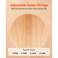 VEVOR Cajon Box Drum Birch Wood Percussion Instrument Guitar Strings with Travel Bag - Guitar Strings / Regular Type /
