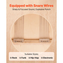 VEVOR Large Cajon Box Drum Wooden Birchwood Percussion Instrument with Snare Wires - Plus Size / Without Portable Bag