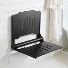 VEVOR Foldable Shower Seat Wall Mounted, 17.8" Folding Shower Bench with Supportive Backrest, Plastic Fold-Down