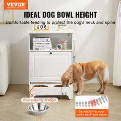 VEVOR Pet Feeding Station with 2 Stainless Steel Bowls, Elevated Dog Bowls with Storage, Dog Food Storage and Feeder