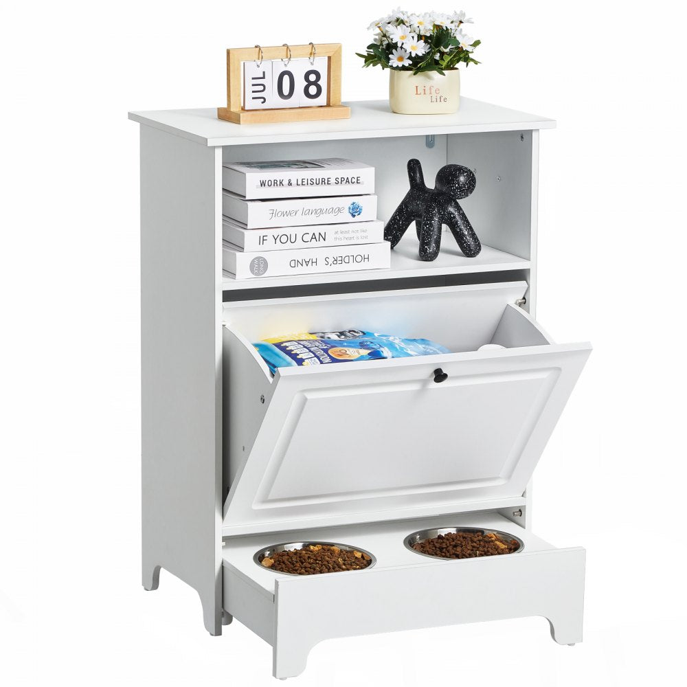 VEVOR Pet Feeding Station with 2 Stainless Steel Bowls, Elevated Dog Bowls with Storage, Dog Food Storage and Feeder