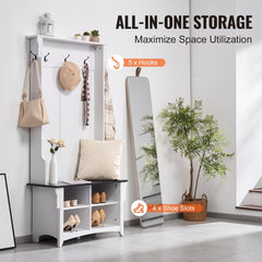 VEVOR Hall Tree Entryway Bench, Coat Rack with Shoe Storage, 32" Wide Mudroom bench with Storage and Seating