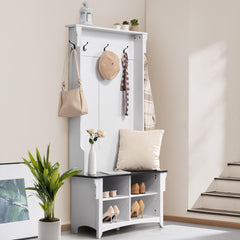 VEVOR Hall Tree Entryway Bench, Coat Rack with Shoe Storage, 32" Wide Mudroom bench with Storage and Seating