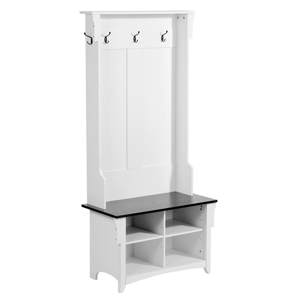VEVOR Hall Tree Entryway Bench, Coat Rack with Shoe Storage, 32" Wide Mudroom bench with Storage and Seating