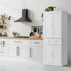 VEVOR 72" Kitchen Pantry Storage Cabinet, Freestanding Utility Cabinets with Doors, Drawer and 3 Adjustable Shelves