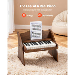 VEVOR Kids Piano Keyboard, 25 Keys Wooden Digital Piano for Kids, Mini Music Educational Instrument Toy with Realistic