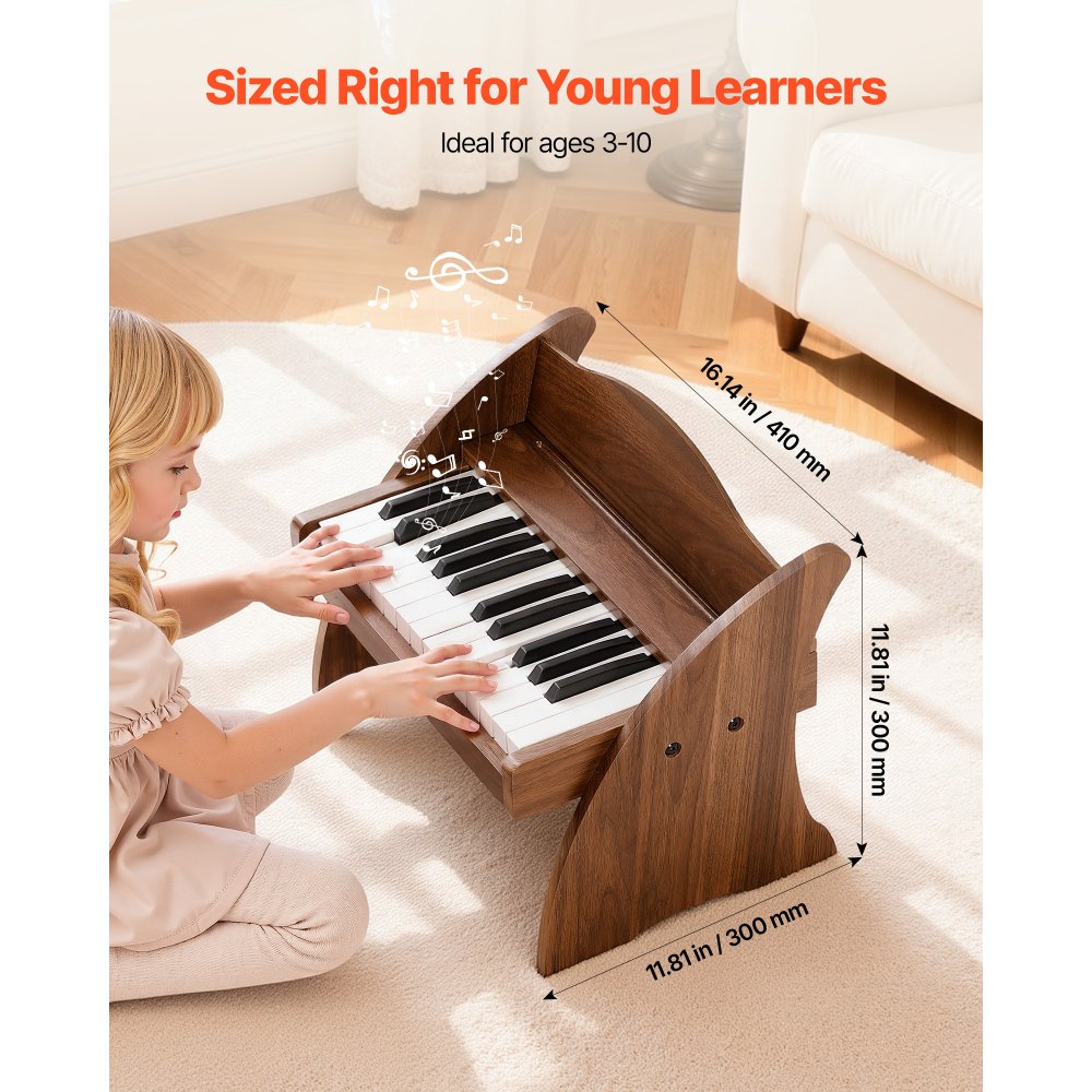VEVOR Kids Piano Keyboard, 25 Keys Wooden Digital Piano for Kids, Mini Music Educational Instrument Toy with Realistic