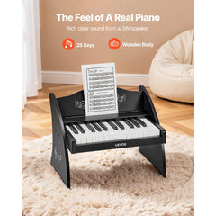 VEVOR Kids Piano Keyboard, 25 Keys Wooden Digital Piano for Kids, Mini Music Educational Instrument Toy with Realistic