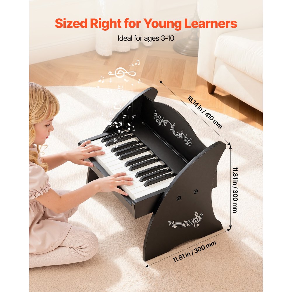 VEVOR Kids Piano Keyboard, 25 Keys Wooden Digital Piano for Kids, Mini Music Educational Instrument Toy with Realistic