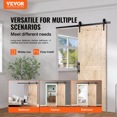 VEVOR Barn Door and Hardware Kit, 30" x 84" Wood Sliding Barn Door, Smoothly and Quietly, Barn Door Kit with 8-in-1