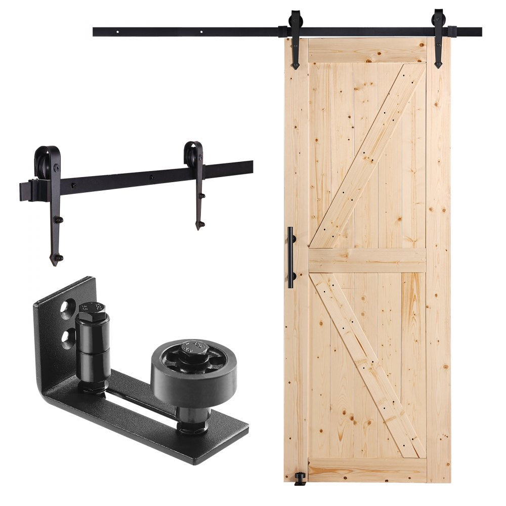 VEVOR Barn Door and Hardware Kit, 30" x 84" Wood Sliding Barn Door, Smoothly and Quietly, Barn Door Kit with 8-in-1