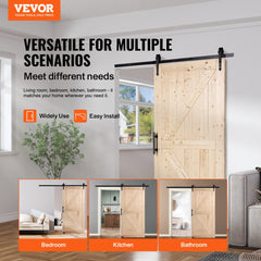 VEVOR Barn Door and Hardware Kit, 42" x 84" Wood Sliding Barn Door, Smoothly and Quietly, Barn Door Kit with 8-in-1
