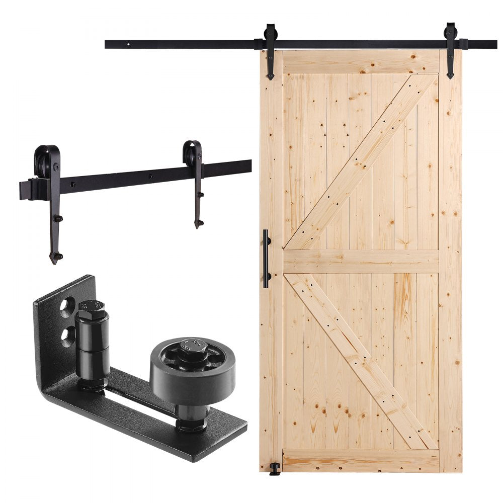 VEVOR Barn Door and Hardware Kit, 42" x 84" Wood Sliding Barn Door, Smoothly and Quietly, Barn Door Kit with 8-in-1