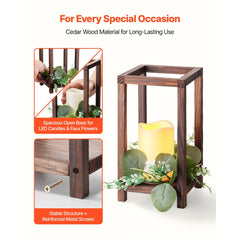 VEVOR 12 Set/36 Pcs Wooden Wedding Lantern Centerpiece, Includes 12 Wooden Lantern Candle Holder 12 Flameless LED