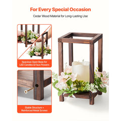 VEVOR 20 Set/60 Pcs Wooden Wedding Lantern Centerpiece, Includes 20 Wooden Lantern Candle Holder 20 Flameless LED