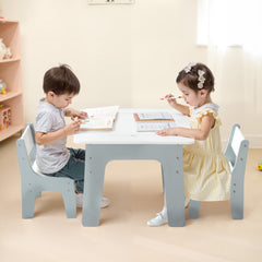 VEVOR 4 in 1 Kid Activity Table and 2 Chairs Set, Graffiti & Building Blocks Double-Sided Tabletop, Toddler Play Table
