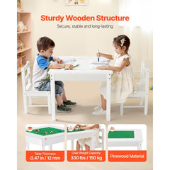 VEVOR Kids Activity Table and 2 Chairs Set, Building Blocks Double-Sided Tabletop, Toddler Table and Chair Set with