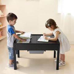 VEVOR Kids Wooden Activity Table, Building Blocks Double-Sided Tabletop, Multi-Purpose Activity Play Table with 2