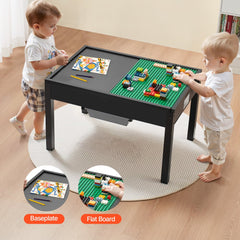 VEVOR Kids Wooden Activity Table, Building Blocks Double-Sided Tabletop, Multi-Purpose Activity Play Table with 2