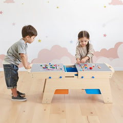 VEVOR Kids Reversible Wooden Activity Table, Multi-Purpose Activity Play Table with 200 Building Bricks & 3 Storage