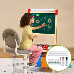 VEVOR Easel Accessory Set, 32 PCS Kid's Art Easel Painting Kit Including Chalks, Dry-Erase Markers & Paper Rolls