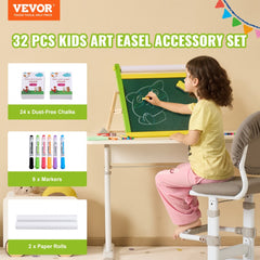 VEVOR Easel Accessory Set, 32 PCS Kid's Art Easel Painting Kit Including Chalks, Dry-Erase Markers & Paper Rolls