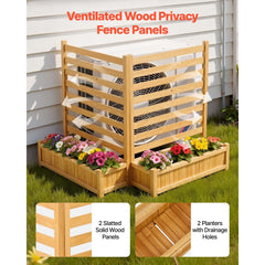 VEVOR Wooden Privacy Fence, 36 x 45 inch Air Conditioner Fence, 2 Slatted Panel Solid Outdoor Wood Privacy Screen with