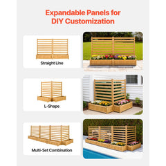 VEVOR Wooden Privacy Fence, 36 x 45 inch Air Conditioner Fence, 2 Slatted Panel Solid Outdoor Wood Privacy Screen with
