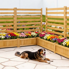 VEVOR Wooden Privacy Fence, 36 x 45 inch Air Conditioner Fence, 2 Slatted Panel Solid Outdoor Wood Privacy Screen with