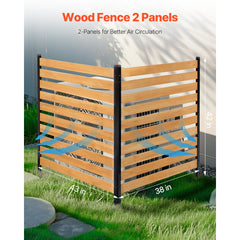 VEVOR Wood Privacy Fence, 38" W x 42" L, 2-Panel Slatted Air Conditioner Fence Screen, Pool Equipment Enclosure with