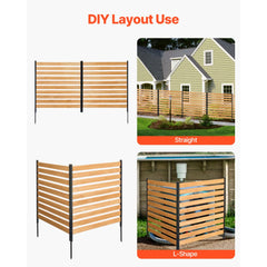 VEVOR Wood Privacy Fence, 38" W x 42" L, 2-Panel Slatted Air Conditioner Fence Screen, Pool Equipment Enclosure with