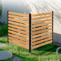 VEVOR Wood Privacy Fence, 38" W x 42" L, 2-Panel Slatted Air Conditioner Fence Screen, Pool Equipment Enclosure with