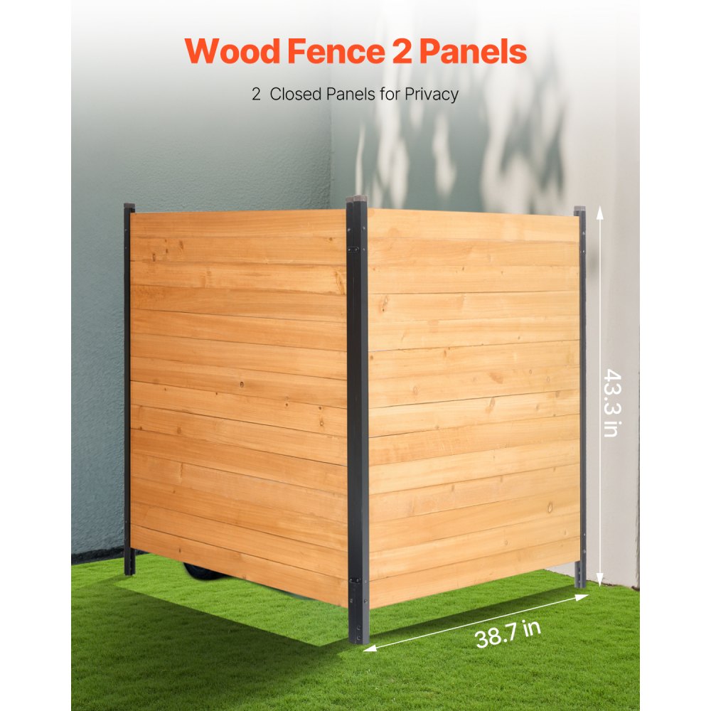 VEVOR Wood Privacy Fence, 38" W x 42" L, 2 Panel Solid Air Conditioner Fence Screen, Pool Equipment Enclosure with
