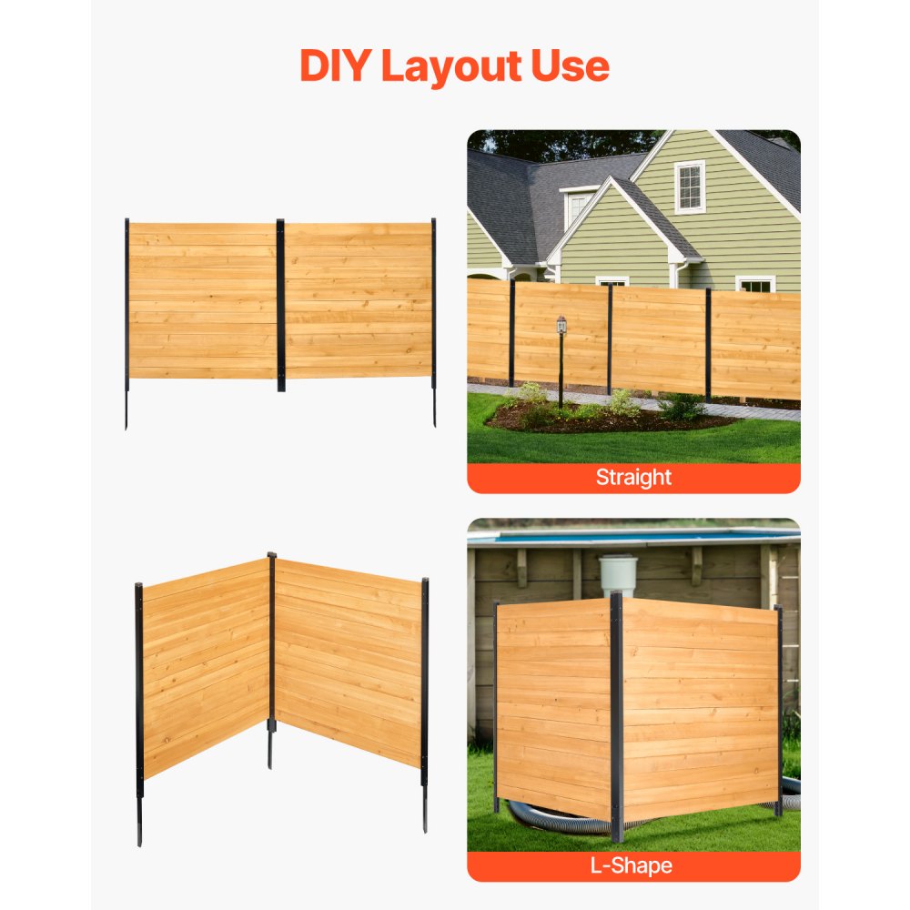 VEVOR Wood Privacy Fence, 38" W x 42" L, 2 Panel Solid Air Conditioner Fence Screen, Pool Equipment Enclosure with
