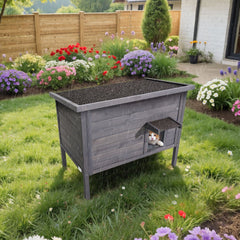 VEVOR Heated Cat House, Insulated Wooden Cat House for Outdoor Cats, Waterproof Feral Kitty Shelter with Heating Pad