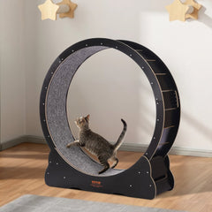 VEVOR Wooden Cat Exercise Wheel, 43.3" Large Cat Treadmill Wheel for Indoor Cats, Cat Running Wheel with Detachable